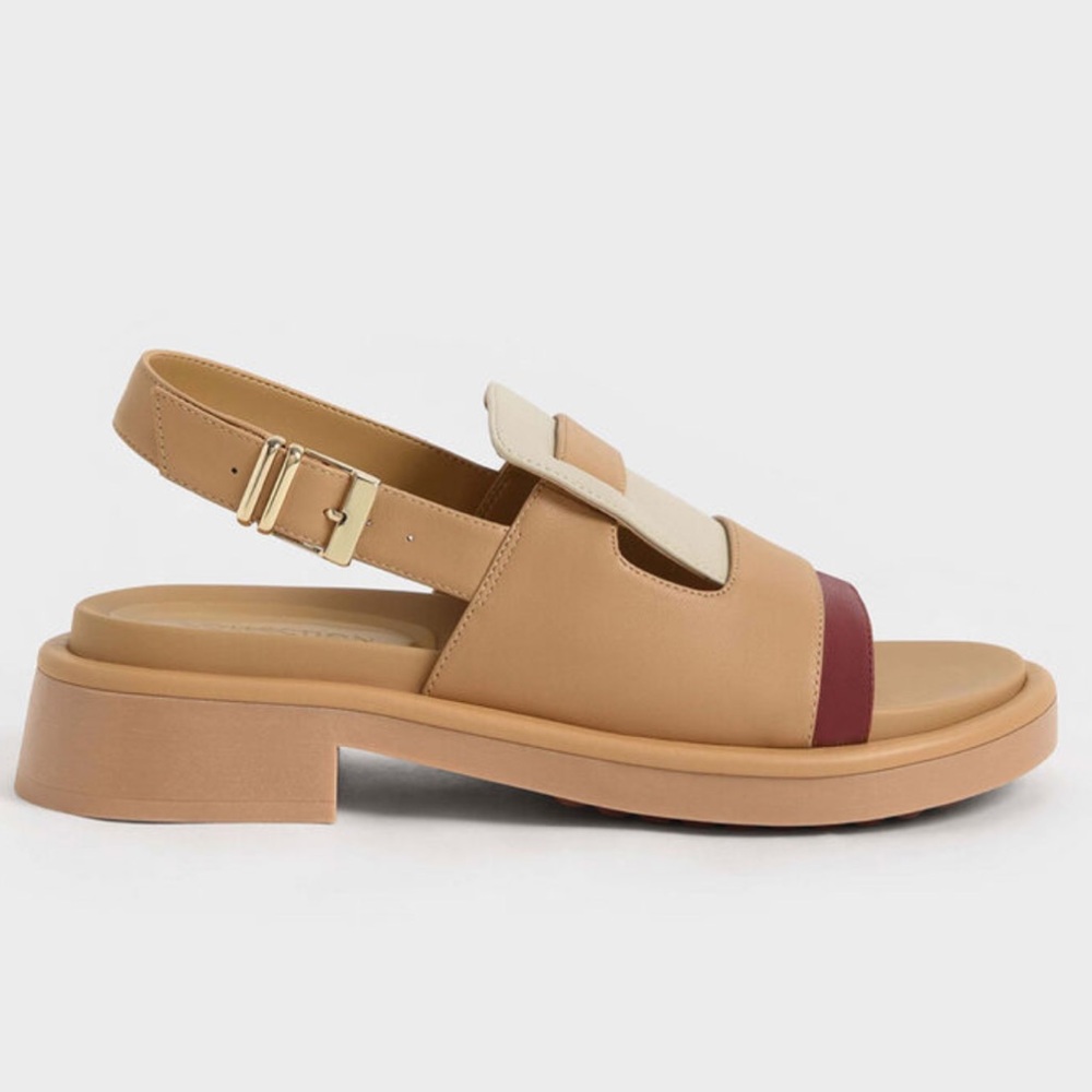 NIB Blake Leather Slingback Heeled Sandals - Tan